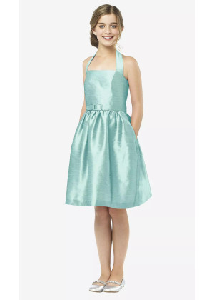 Halter Seaside Dupioni Junior Bridesmaid Dress With Pockets